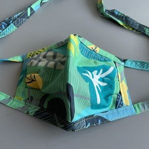 NEW Blue Leaf Tie-Back Face Mask